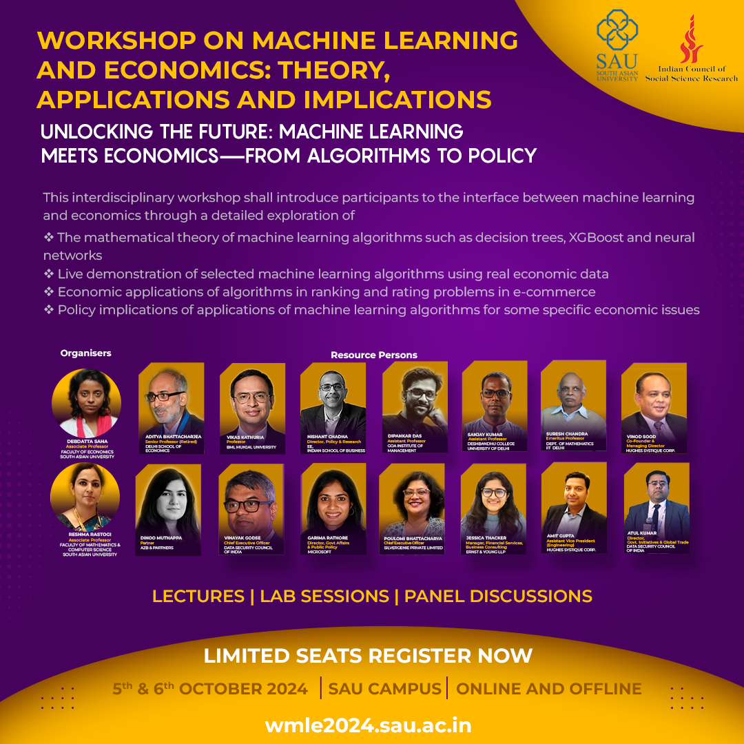 Workshop on Machine Learning and Economics (WMLE 2024) at SAU, 